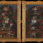 Telearte collezione dipinti antichi - Gaspar Pieter Verbruggen il Giovane (Anversa, 1664 - Anversa, 1730) Coppia di vasi di fiori Olio su tela, cm est. 93.5x79, int. 80x65